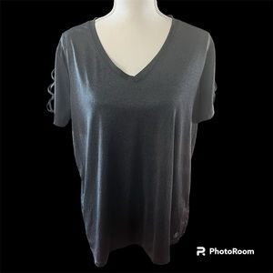 Adrienne Vittadini T-Shirt with cross-cross sleeves